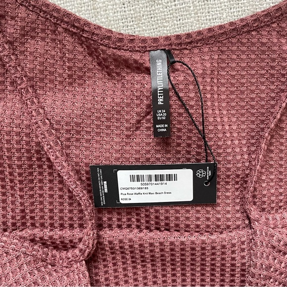 PrettyLittleThing Rose Waffle Knit Maxi Dress - Size 20 - Picture 3 of 6